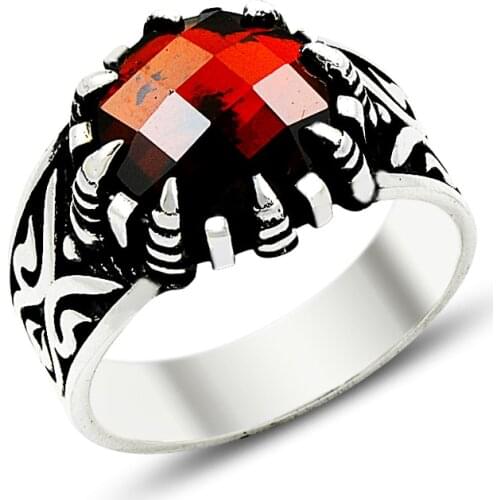 925 Silver Red Dragon Eye Rings for Men