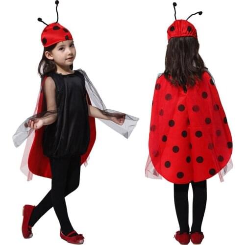 Free Shipping Fancy Girl Dresses Children Ladybug Fairy Costumes Kids Halloween Christmas Carnival Masqurade Cosplay Clothes