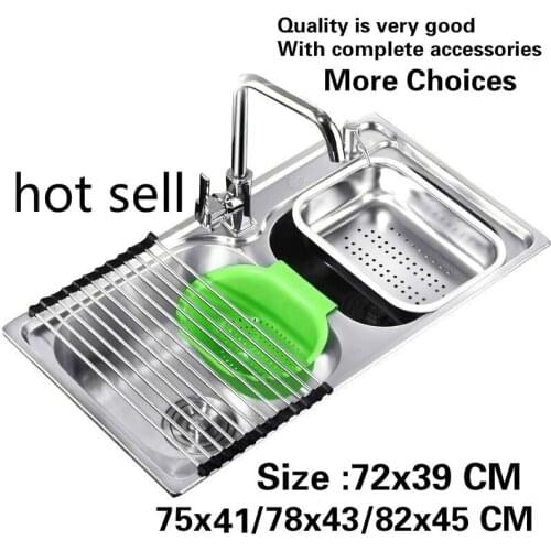 Free shipping Standard kitchen double groove sink food grade stainless steel fashion hot sell 72x39/75x41/78x43/81x43/82x45 CM