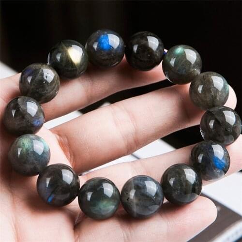 Natural Ice Labradorite Rainbow Light Round Beads Crystal Stone Bracelet 15mm AAAAA Drop Shipping Fashion Women Men Bracelet