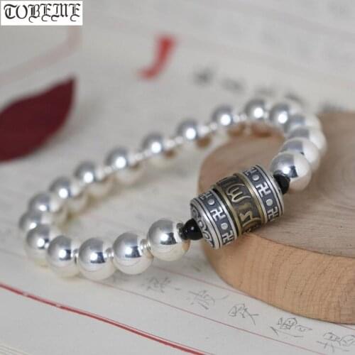 Designer Jewelry 925 Silver Tibetan Bracelet Tibetan Six Words Proverb Beaded Bracelet Buddhist Good Luck OM Bracelet