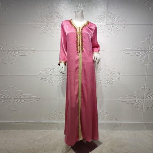 Turkey Islam Muslim Robe Longue Moubarak Pink Abaya Dubai Ramadan Eid Satin Long Hijab Dress Abayas For Women Djellaba Femme