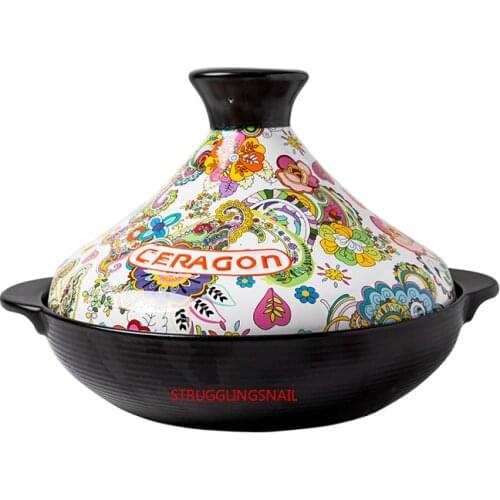 Tagine Household Ceramic Bouilli Casserole Claypot Rice Thermal Cooker Gas Open Fire and High Temperature Resistance Health