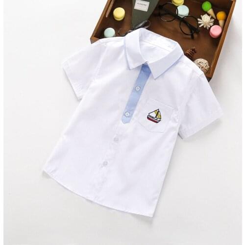 IENENS Boy Shirts Clothes Solid Color 3-11Y Kids Shorts Sleeve Shirt Summer Tops Tees Children Cotton Blouses