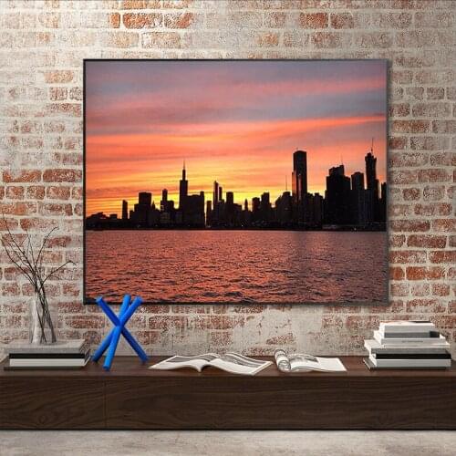 Twilight sunset beautiful city sunset oil painting diy digital painting hand-painted graffiti home decoration painting