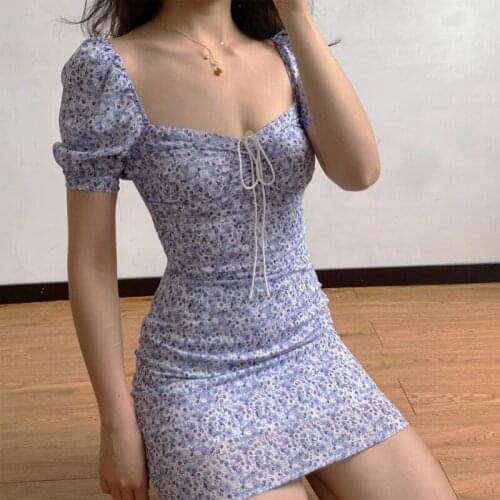 Cutistation Floral Summer Puff Sleeve Dress Sexy White Purple Dresses 2021 Fashion Off Shoulder Ruffle Dress Plus Size Cutie