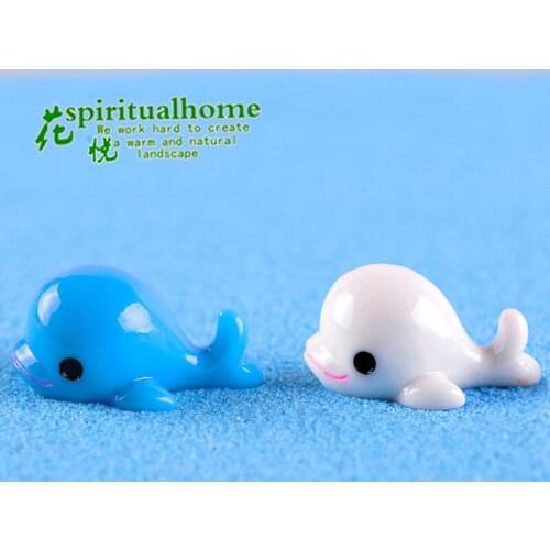 2pcs White dolphin moss micro-landscape miniature figurines cute animal Mini resin handicraft DIY cake accessories Home Decor