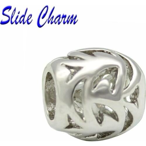 5mm straight hole fashion jewelry DIY European Christmas beads, oval hollow Christmas tree charm Fit Pandora Bracelet Necklace