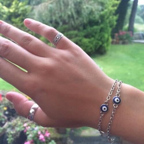 Fashion Turkish Evil Eye Link Chain Bracelet for Men Women Unisex Charm Bracelet Gold Silver Color Lucky Friends amulet Jewelry