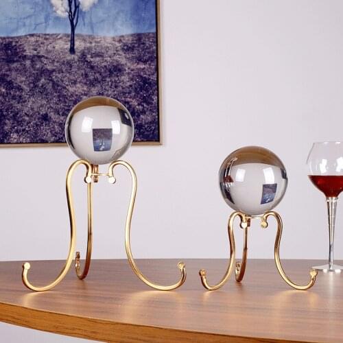 Fashion Metal Octopus Crystal Ball Decorative Desktop Sphere Crystal Home Mascot Ornament Cabinet Figure Craft Gift Accessories