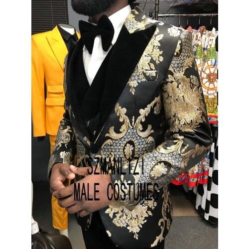 2020 Latest Design Peaked Lapel Mens Dinner Party Prom Suits Groom Tuxedos Groomsmen Wedding Suits For Men Jacket+Pants+Vest