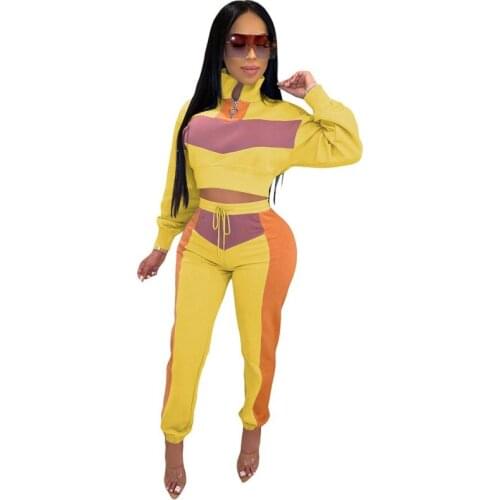 Autumn And Winter Stitching Two-piece Womens Long-sleeved Striped Top And Pencil Pants With A Fashionable Casual Sports Suit