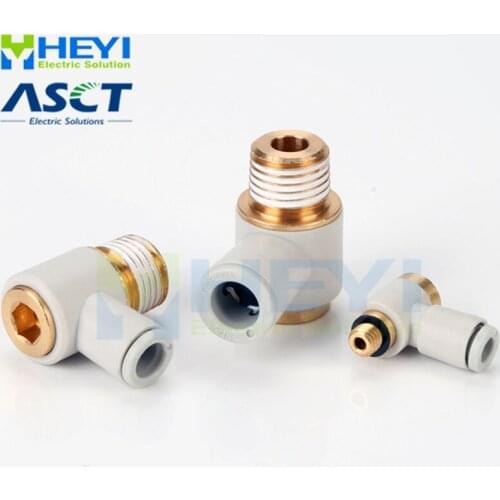 10PCS/bag KQ2VS hexagonal socket Air Pneumatic Pipe Connector 4-6mm OD M5 1/8" 1/4" Male Thread L Shape Gas Quick Fittings
