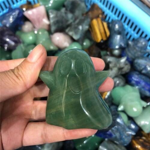 Natural crystal gem hand-carved miniature ghost crystal statue polishing decorative crystal Halloween gift unique