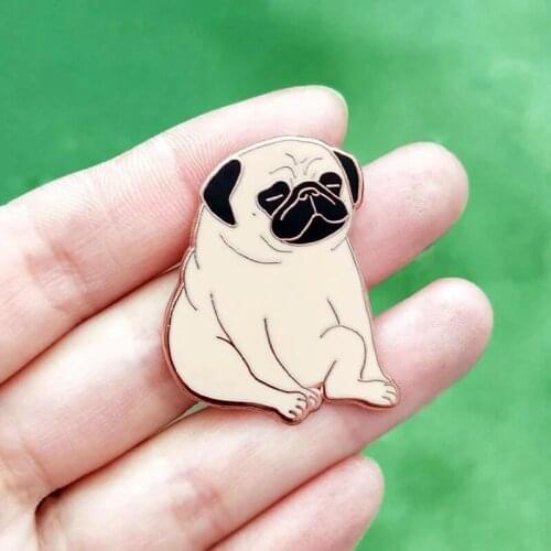 Relaxation Pug Dog Enamel Brooch Pin Backpack Hat Bag Collar Lapel Pins Badges Women Mens Fashion Jewelry Accessories