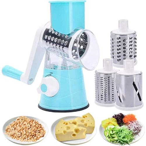 Roller Vegetable Slicer Cutter Potato Chopper Carrot Grater Detachable 3 Stainless Steel Blade Non-Slip Base Grinder Peelers