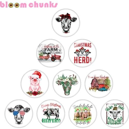 Christmas 12mm/18mm/20mm/25mm Round glass cabochon flat back Making snap button B7313