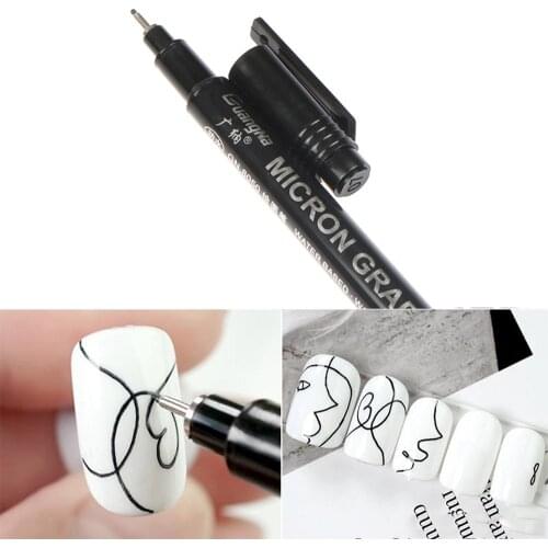1pcs Nail Art Graffiti Pens Black Color UV Gel Polish Design Dot Painting Detailing Pen Brushes DIY Nail Art Adorn Tools