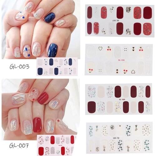 1pc Glitter Series Powder Sequins Fashion Nail Art Stickers Collection Manicure DIY Nail Polish Strips Wraps for Party Decor