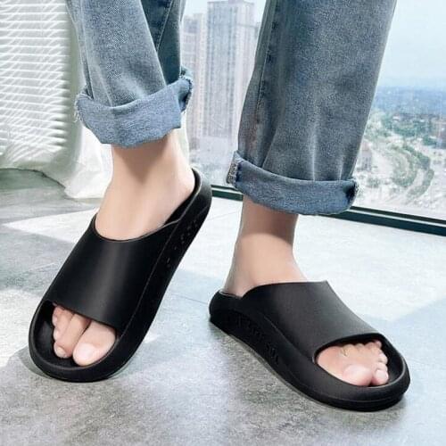 Summer Mens EVA High Quality Home Slippers Travel Beach Quick Drying Flat Slippers Mens Bedroom Thick Soled Non-slip Slides