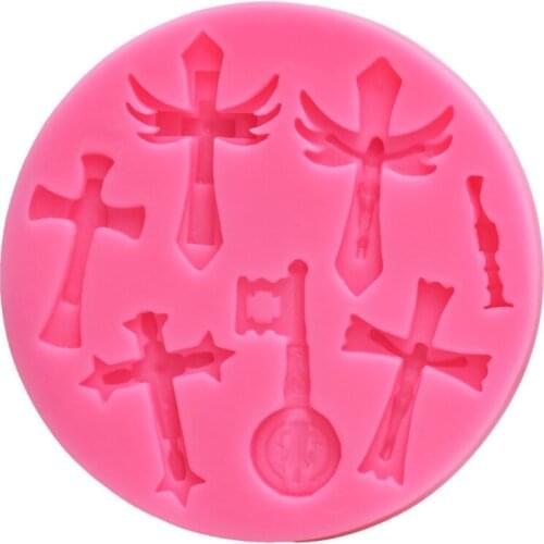 Cross Shape Keychain Silicone Mold Cross Pendant Fondant Mold Pudding Cupcake Cake Topper Decoration Mould Craft Tools