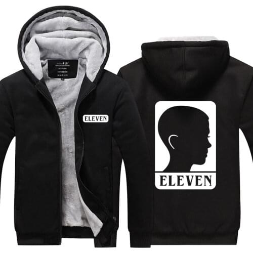 Stranger Things Eleven Printed Hoodie Jacket Coat Winter Fleece Thick Warm Sweatshirts Long Sleeve Plus Size