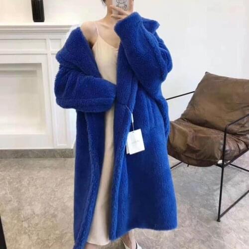 Teddy tiffany bear blue 2021 new brand women clothes winter real sheep fur jacket wool thick warm coats plus size outerwear