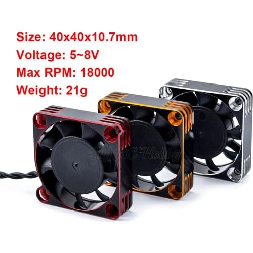 Motor Cooling Fan 18000RPM 5-8V Heat Dissipation Metal Cooling Fans 40x40mm for 1/8 1/10 RC Car 540 550 3650 3660 3670 4068 4092