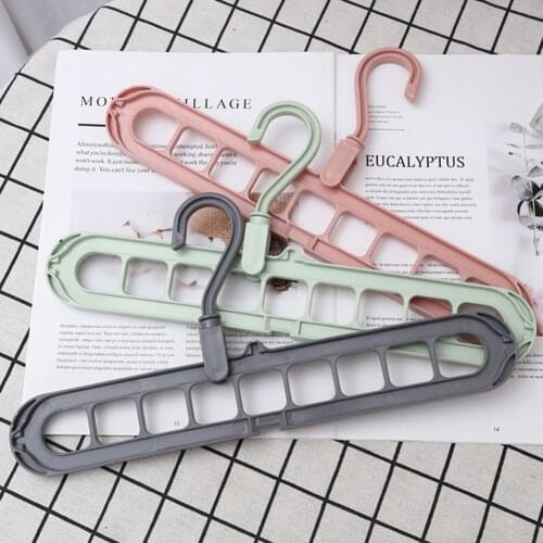 Clothes hanger closet organizer Space Saving Hanger clothing Hanging Storage Shelf Hooks Laundry Drying Rack Organizer 9 Holes