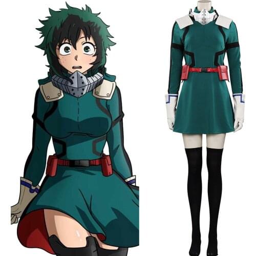 Anime My Hero Academia Midoriya Izuku Cosplay Costume Women Girl Dress Stockings Suit Halloween Carnival Outfits