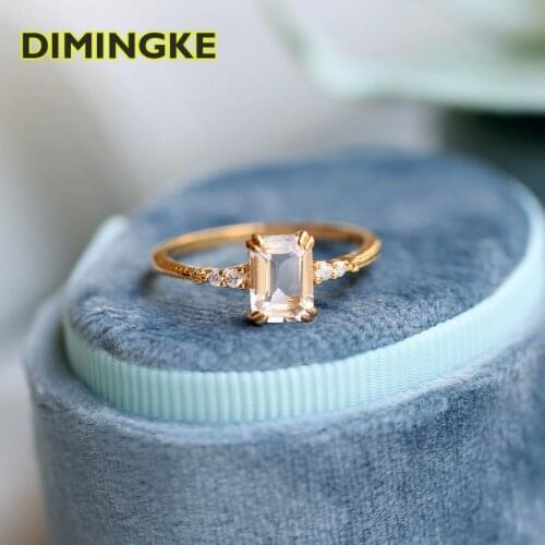 DIMINGKE Rectangular Natural Crystal Ring 100%-S925 Sterling Silver High Jewelry Party Wedding Woman Gift