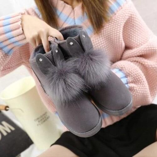 Rabbit Ears Snow Boots 2021 New Winter Women Thick Warm Cotton Boots Girls Casual Non-slip Boots Student Plush Warm Cotton Shoes