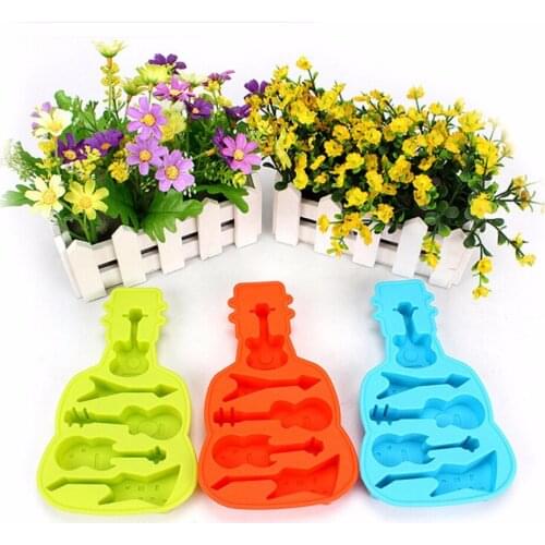 DIY1PCS Kitchenware Bakeware Tool Bass Guitar Shape Silicone Mold Jelly Chocolate Soap Cake Decorating