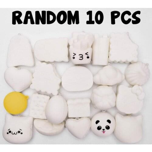 Random 10pcs DIY Squeeze Toys Cream Scented Kawaii Simulation Medium Mini Soft Squeeze Bread Toys Random Stickers For Children