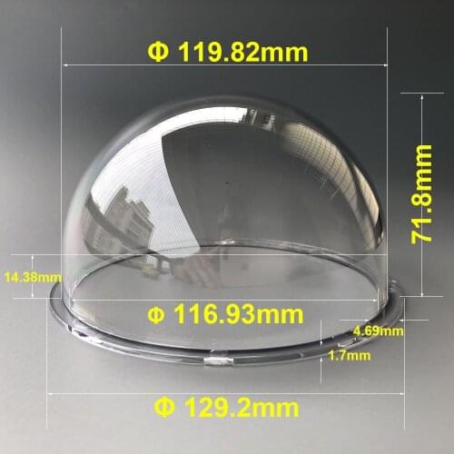 129.2MM x 71.8MM 5 Inch Customize Hemisphere Cover Transparent Plastic Hollow Round Plexiglass Camera Dust Cover Monitor Shell