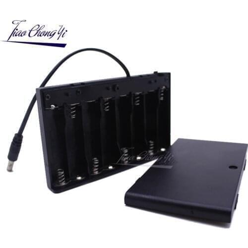 12V 8 AA Batteries Holder Storage Case Plastic 1.5V Battery Case ON/OFF Switch with Cap Wire For 8 X 1.5V AA Batter