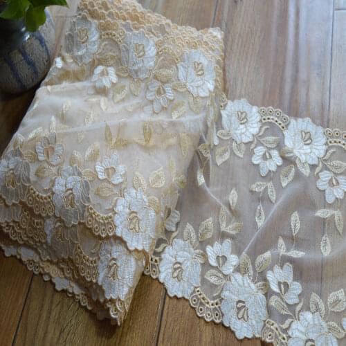 5Meters White Lace Fabric Bilateral Trim DIY Crafts Sewing Suppies Decoration Accessories For Garments Rose Trims 22cm