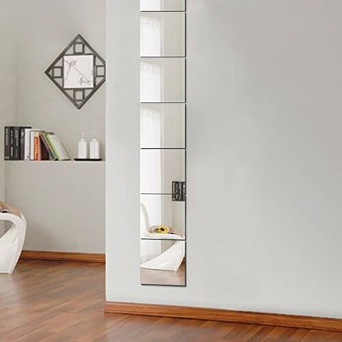 9pcs square 3D Mirror Wall Sticker DIY Acrylic Mirror Stickers Mural Living Room Bedroom Kids Home Decoration