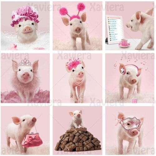 5D DIY Diamond Painting Diamond Embroidery Pink Piggy Mosaic Cute Princess Animal Picture Cross Stitch Handicrafts Home Decor
