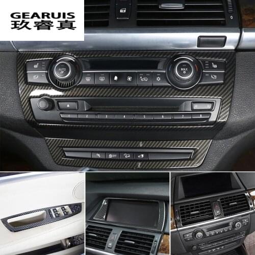 Car Styling Carbon fiber Interior navigation Decoration Strip Frame Cover Trim Sticker For BMW X5 X6 E70 E71 E72 SAV Accessories