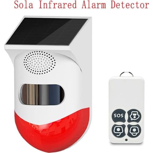 Solar Infrared Alarm Detector Sensor RF433 Remote Control Wireless Home Burglar Security Alarm Siren PIR Motion Sensor Detector