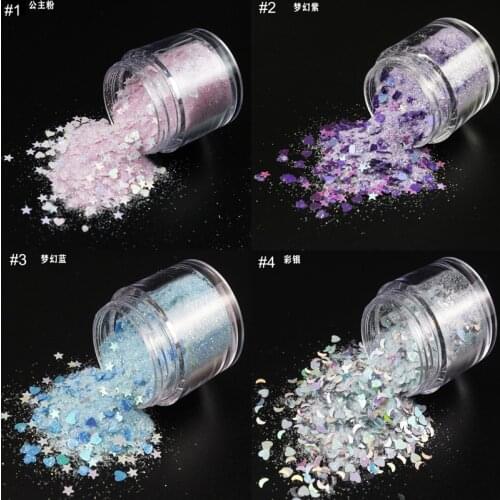 10g Loose Glitter Holographic Star Glitter Large Hair Eye Face Body Makeup Glitter Iridescent Cosmetic star Mix 0.2-3 mm Glitter
