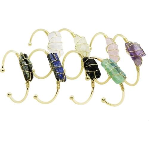 Exquisite Wrap thread Natural Stone Bracelet Geometric Irregular Natural Crystal Semi Gem Bangle Daily Bangle For Unisex