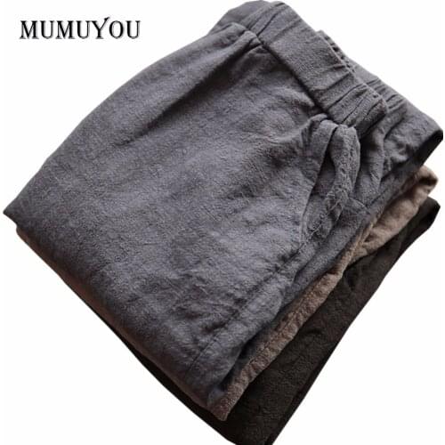 Women Men Linen Cotton Harem Pants Baggy Loose Fit Trousers Casual High Waist Lady Waistband Fashion New Plus Size 904-277