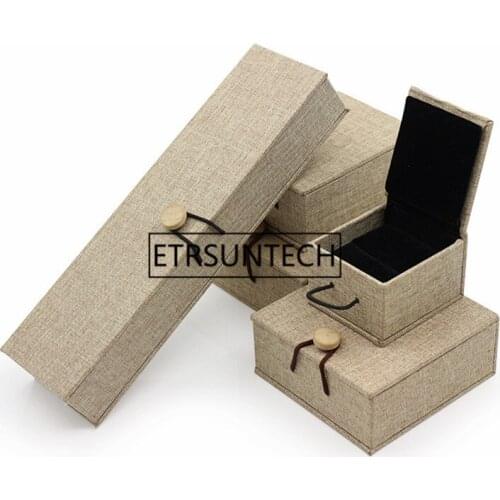 100pcs Linen cloth Jewelry Case Ring Necklace Decoration Box Jewelry Gift Box Wedding Birthday Gift Case
