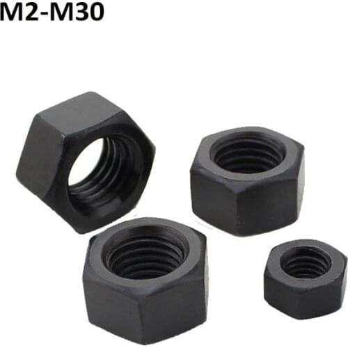 Black Hex Nuts GB6170 Grade8.8 Carbon Steel Nut For Screw Bolt M2 M2.5 M3 M4 M5 M6 M8 M10 M12 M14 M16 M18 M20-M30 Grade 12.9