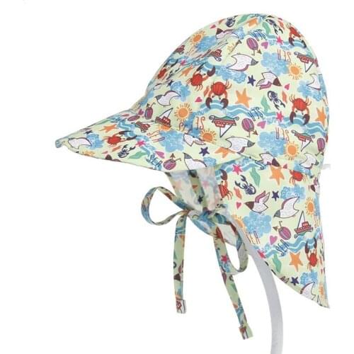2021 New Summer Baby Hat Sun Hat Neck Ear Cover Anti UV Protection Beach Caps Infant Kids Girl Swimming Flap Caps for 0-5 Years
