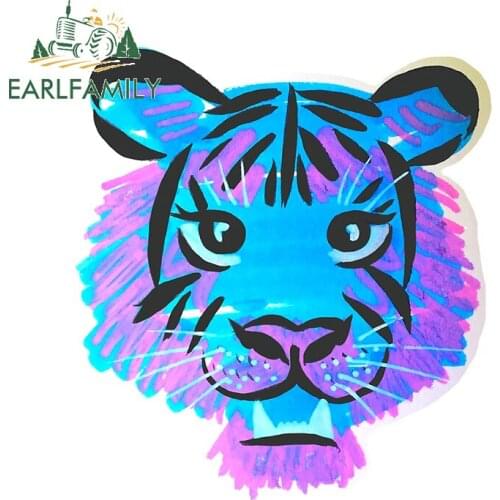 EARLFAMILY 13cm x 11.8cm for Cartoon Cute Tiger Decal Personality Creative VAN Car Stickers Waterproof Window JDM Accessories