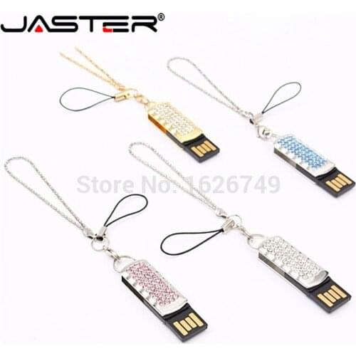 Full Capacity 4GB 8GB 16GB 32GB Pendrive Bling Rhinestone Diamond Simple Model 2.0 Memory Stick USB Flash Pen Drive Wedding Gift