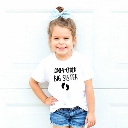 Only Child Big Sister Kids Short Sleeve T Shirt Big Girl Announcement Mom To Be Pregnancy Funny Shirt Girls Casual Tees BAL644
